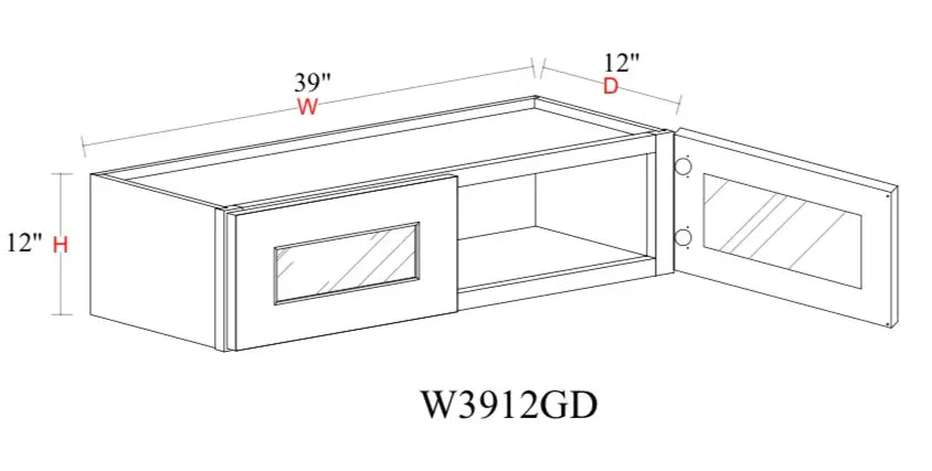Shaker White Wall Cabinet SW-W3912GD — Tree Cabinetry product image