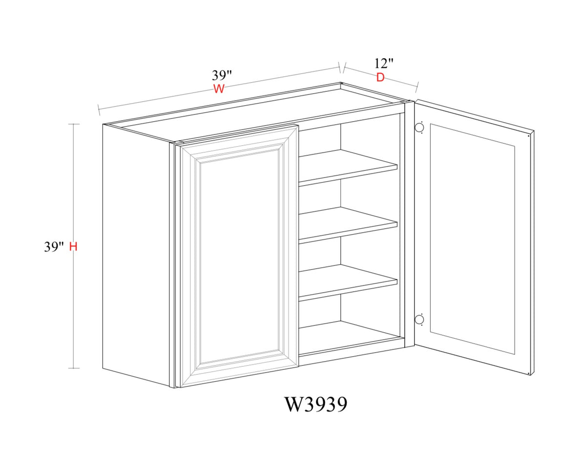 Safari Fancy Shaker Wall Cabinet SFS-W3939 — Tree Cabinetry product image