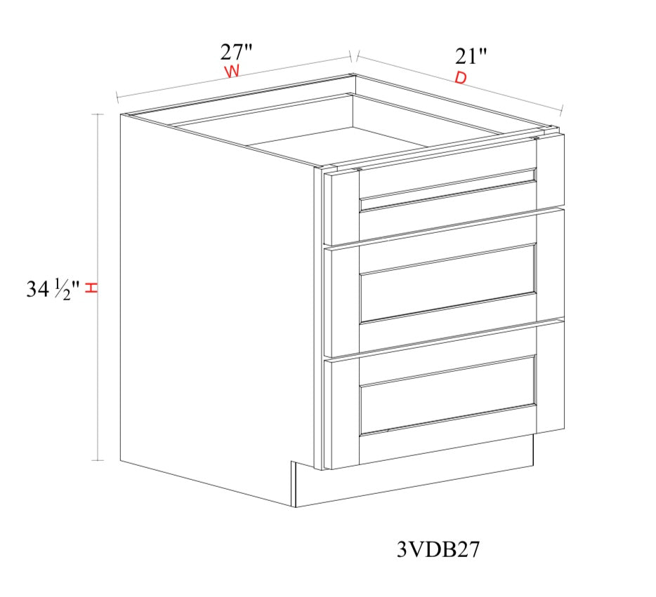 Whipped Cream Fancy Shaker Vanity WCFS-3VDB27 — Tree Cabinetry product image
