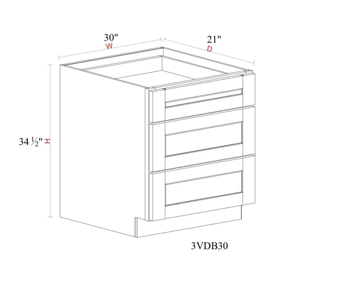 Shaker White Vanity SW-3VDB30 — Tree Cabinetry product image