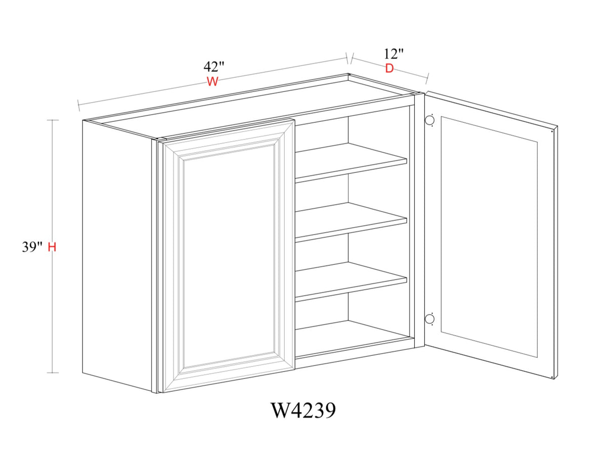 Safari Fancy Shaker Wall Cabinet SFS-W4239 — Tree Cabinetry product image