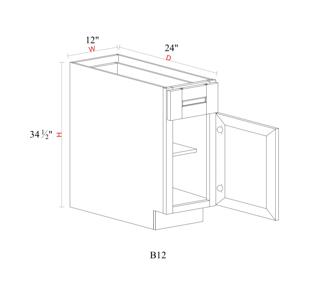 Safari Fancy Shaker Base Cabinet SFS-B12 — Tree Cabinetry product image