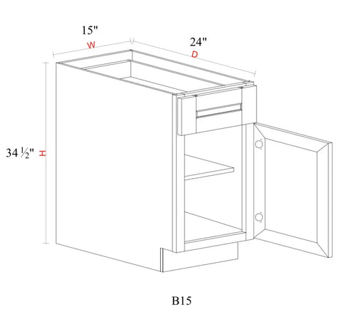 Safari Fancy Shaker Base Cabinet SFS-B15 — Tree Cabinetry product image