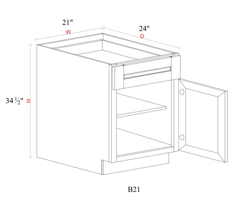 Matcha Fancy Shaker Base Cabinet MFS-B21 — Tree Cabinetry product image