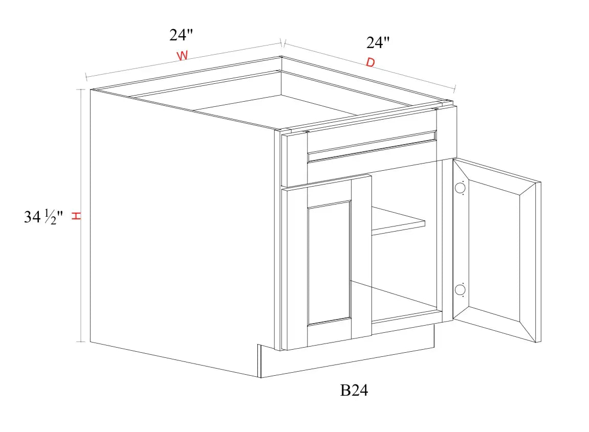 Safari Fancy Shaker Base Cabinet SFS-B24 — Tree Cabinetry product image