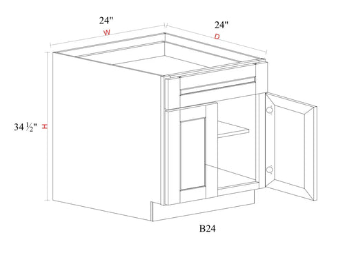 Matcha Fancy Shaker Base Cabinet MFS-B24 — Tree Cabinetry product image