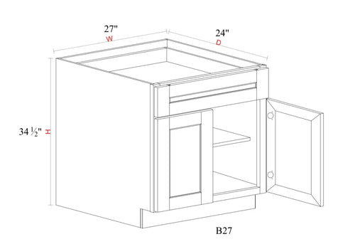 Safari Fancy Shaker Base Cabinet SFS-B27 — Tree Cabinetry product image