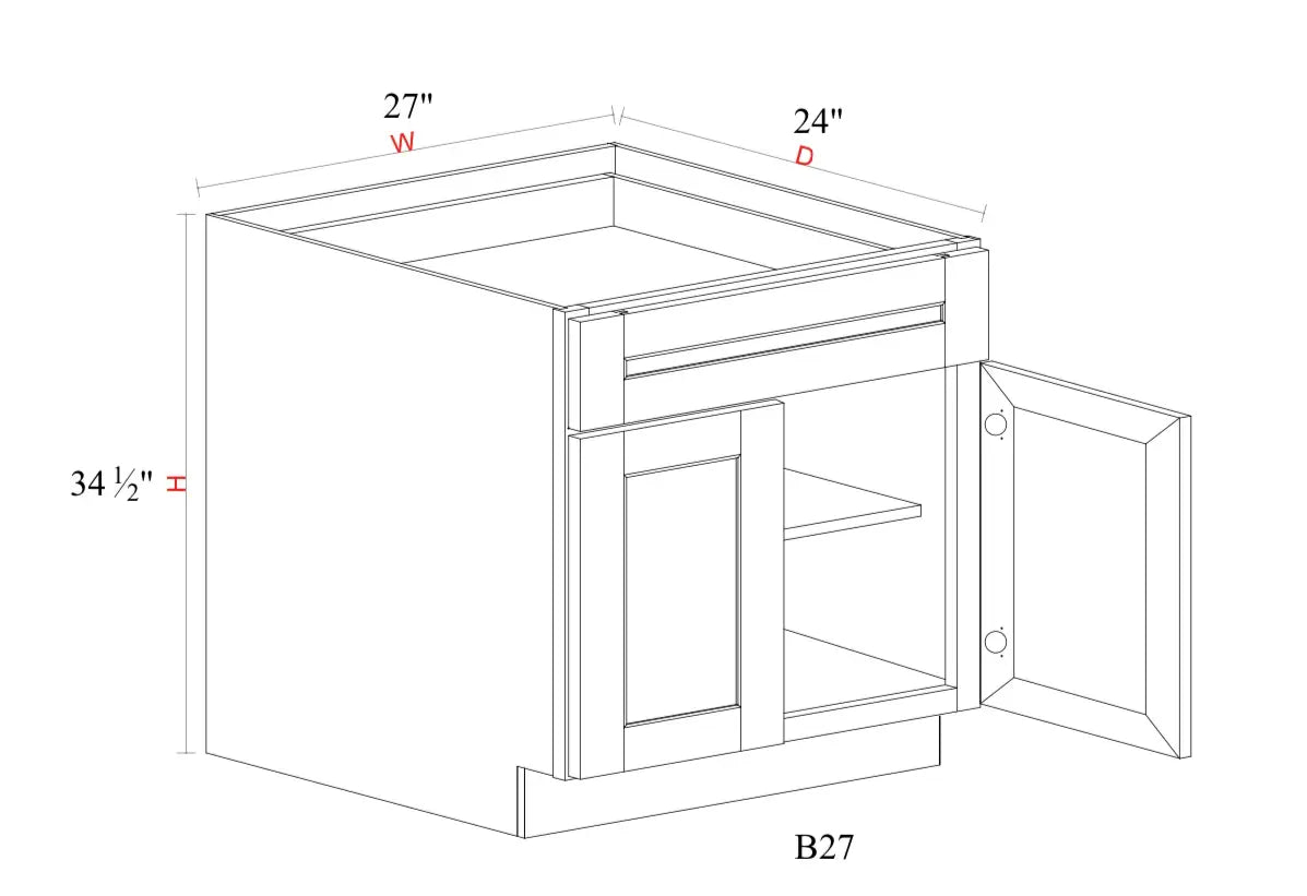 Whipped Cream Fancy Shaker Base Cabinet WCFS-B27 — Tree Cabinetry product image
