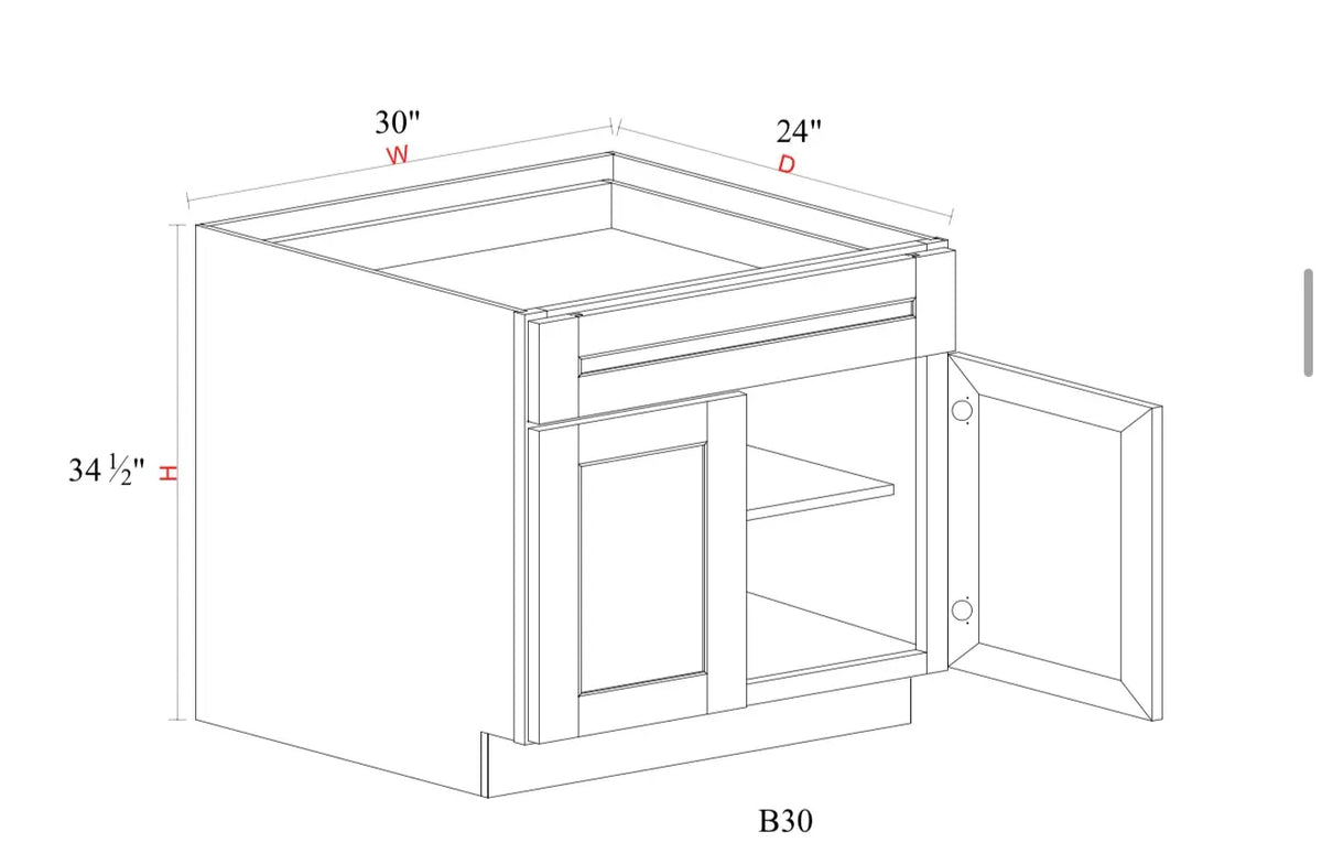 Safari Fancy Shaker Base Cabinet SFS-B30 — Tree Cabinetry product image