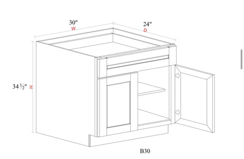 Matcha Fancy Shaker Base Cabinet MFS-B30 — Tree Cabinetry product image