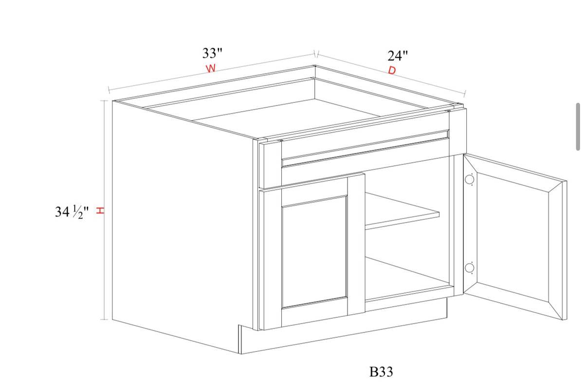 Safari Fancy Shaker Base Cabinet SFS-B33 — Tree Cabinetry product image