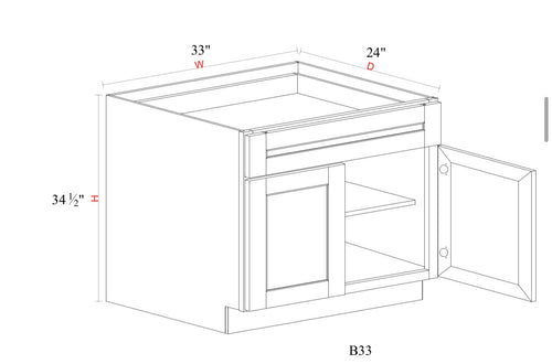 Matcha Fancy Shaker Base Cabinet MFS-B33 — Tree Cabinetry product image