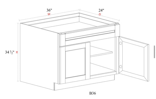 Safari Fancy Shaker Base Cabinet SFS-B36 — Tree Cabinetry product image