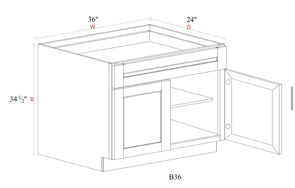 Whipped Cream Fancy Shaker Base Cabinet WCFS-B36 — Tree Cabinetry product image