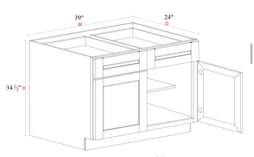 Safari Fancy Shaker Base Cabinet SFS-B39 — Tree Cabinetry product image