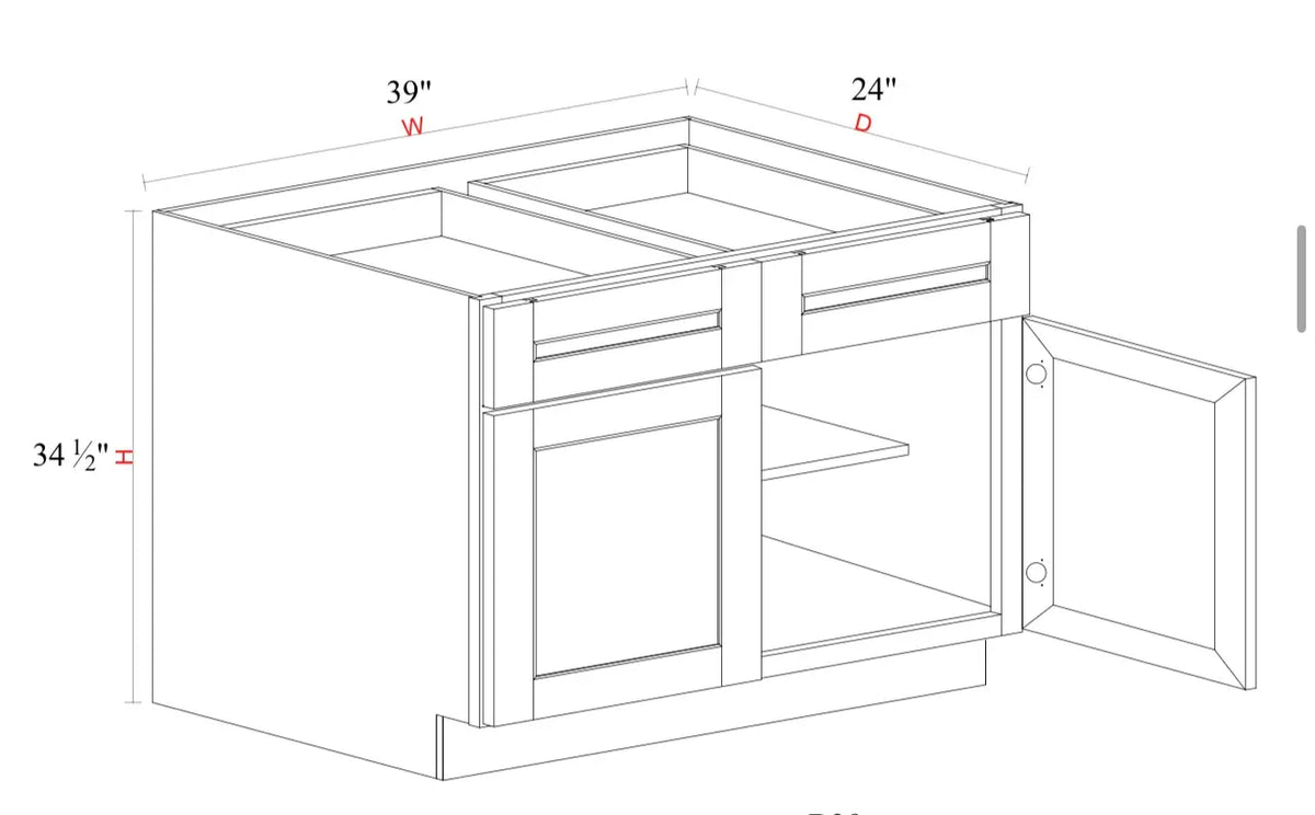 Whipped Cream Fancy Shaker Base Cabinet WCFS-B39 — Tree Cabinetry product image