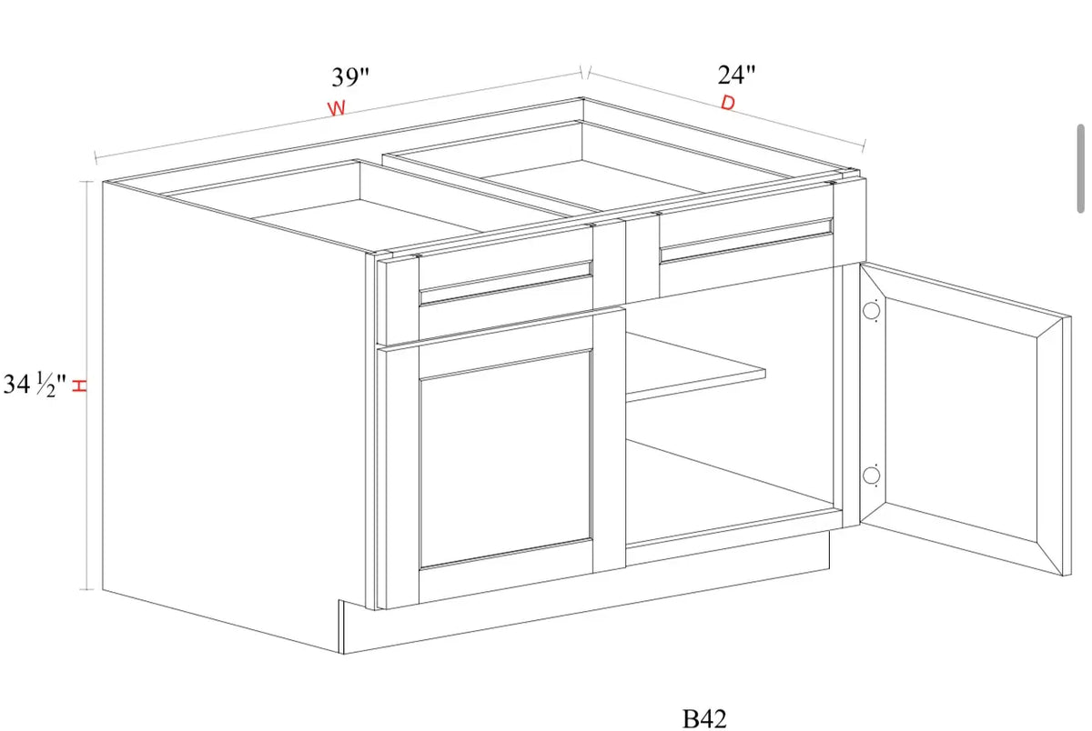 Matcha Fancy Shaker Base Cabinet MFS-B42 — Tree Cabinetry product image