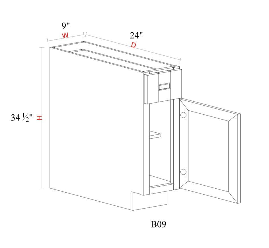 Safari Fancy Shaker Base Cabinet SFS-B9 — Tree Cabinetry product image