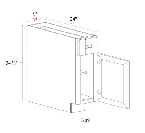 Safari Fancy Shaker Base Cabinet SFS-B9 — Tree Cabinetry product image