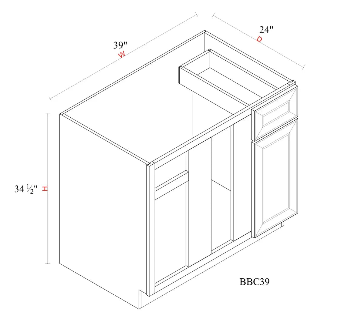 Whipped Cream Fancy Shaker Base Cabinet WCFS-BBC39 R/L — Tree Cabinetry product image