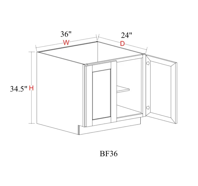 Safari Fancy Shaker Base Cabinet SFS-B36FHD — Tree Cabinetry product image