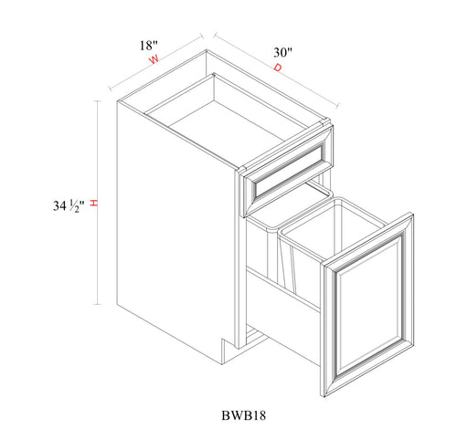 Safari Fancy Shaker Base Cabinet SFS-BWB18 — Tree Cabinetry product image