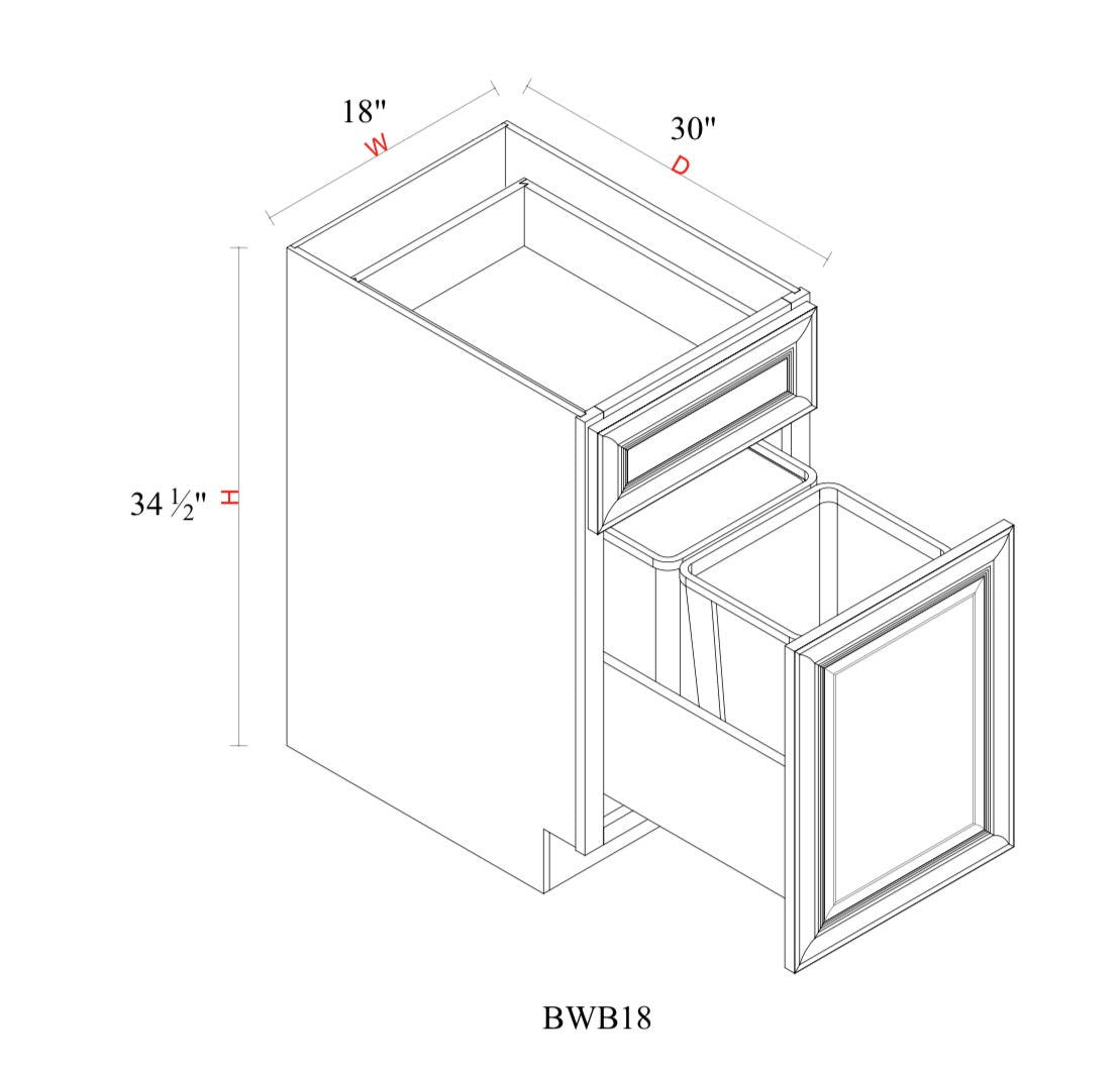 Whipped Cream Fancy Shaker Base Cabinet WCFS-BWB18 — Tree Cabinetry product image