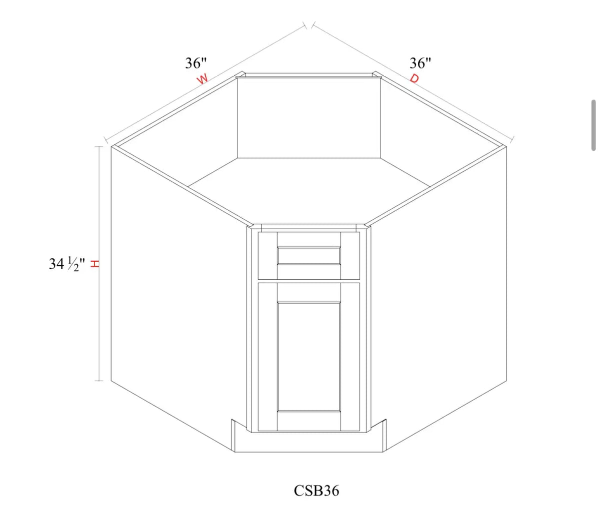 Safari Fancy Shaker Base Cabinet SFS-CSB36 — Tree Cabinetry product image