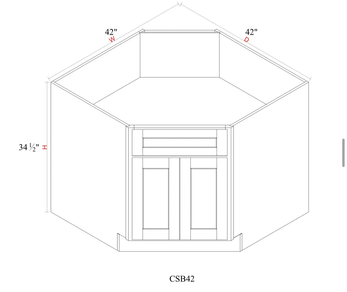 Shaker White Base Cabinet SW-CSB42 — Tree Cabinetry product image