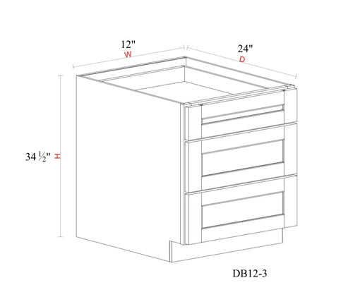 Matcha Fancy Shaker Base Cabinet MFS-DB12-3 — Tree Cabinetry product image