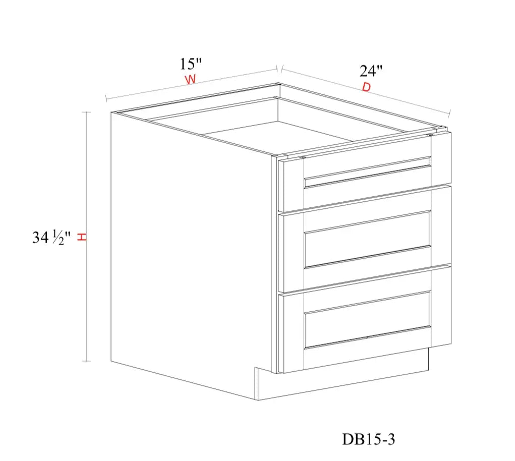 Whipped Cream Fancy Shaker Base Cabinet WCFS-DB15-3 — Tree Cabinetry product image