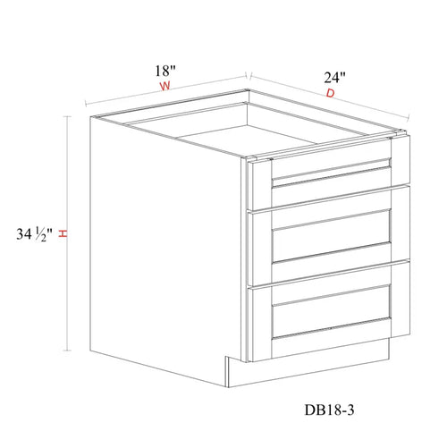 Safari Fancy Shaker Base Cabinet SFS-DB18-3 — Tree Cabinetry product image