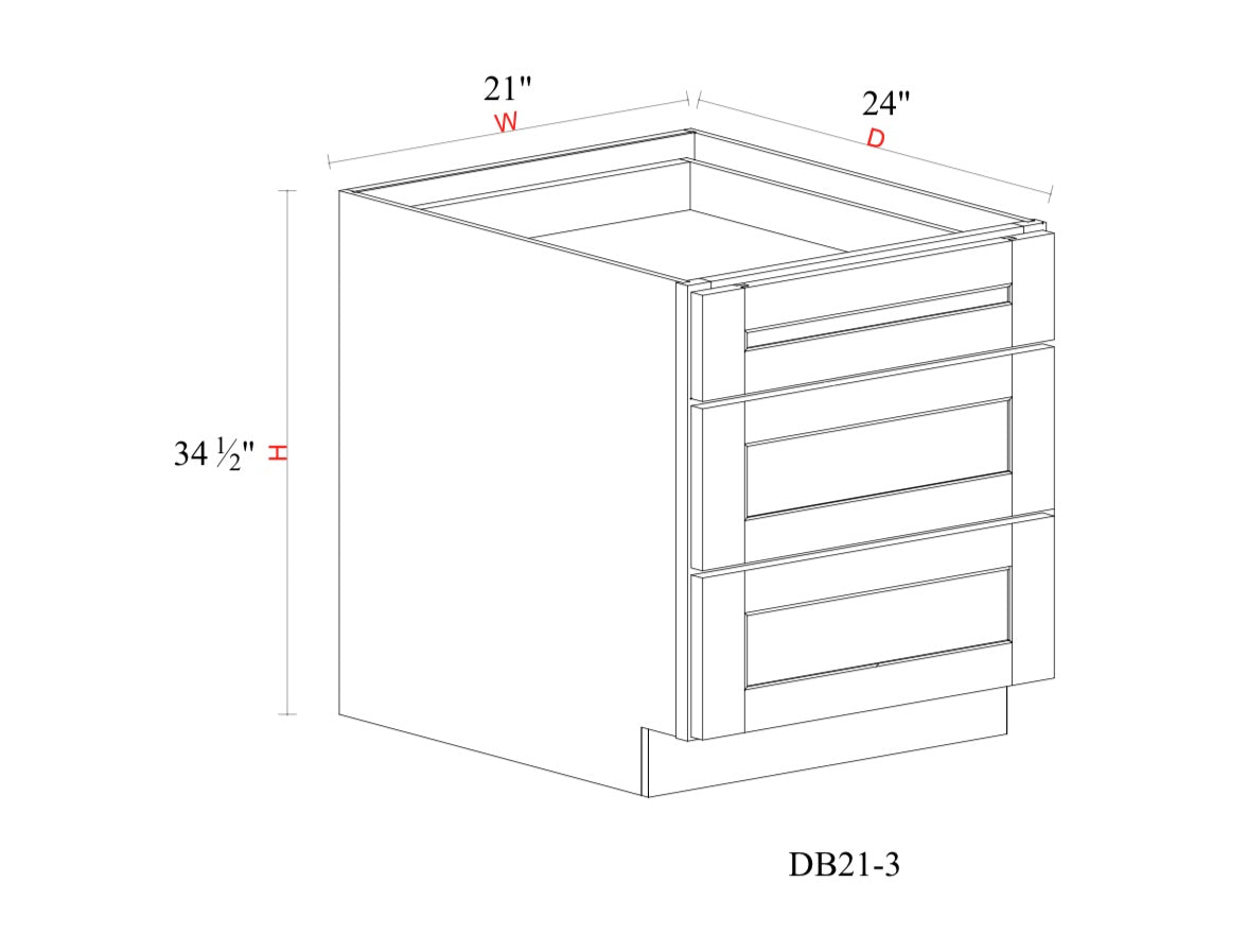 Whipped Cream Fancy Shaker Base Cabinet WCFS-DB21-3 — Tree Cabinetry product image