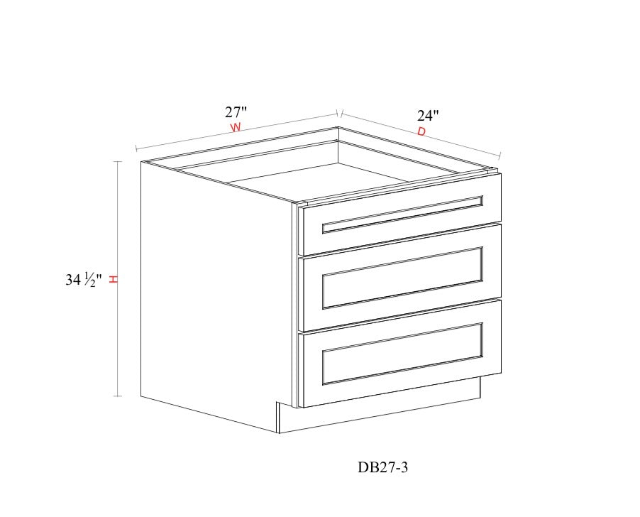 Safari Fancy Shaker Base Cabinet SFS-DB27-3D — Tree Cabinetry product image
