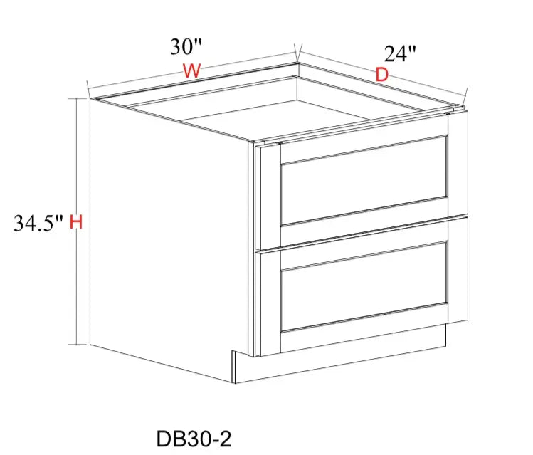 Safari Fancy Shaker Base Cabinet SFS-DB30-2D — Tree Cabinetry product image