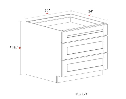 Safari Fancy Shaker Base Cabinet SFS-DB30-3 — Tree Cabinetry product image