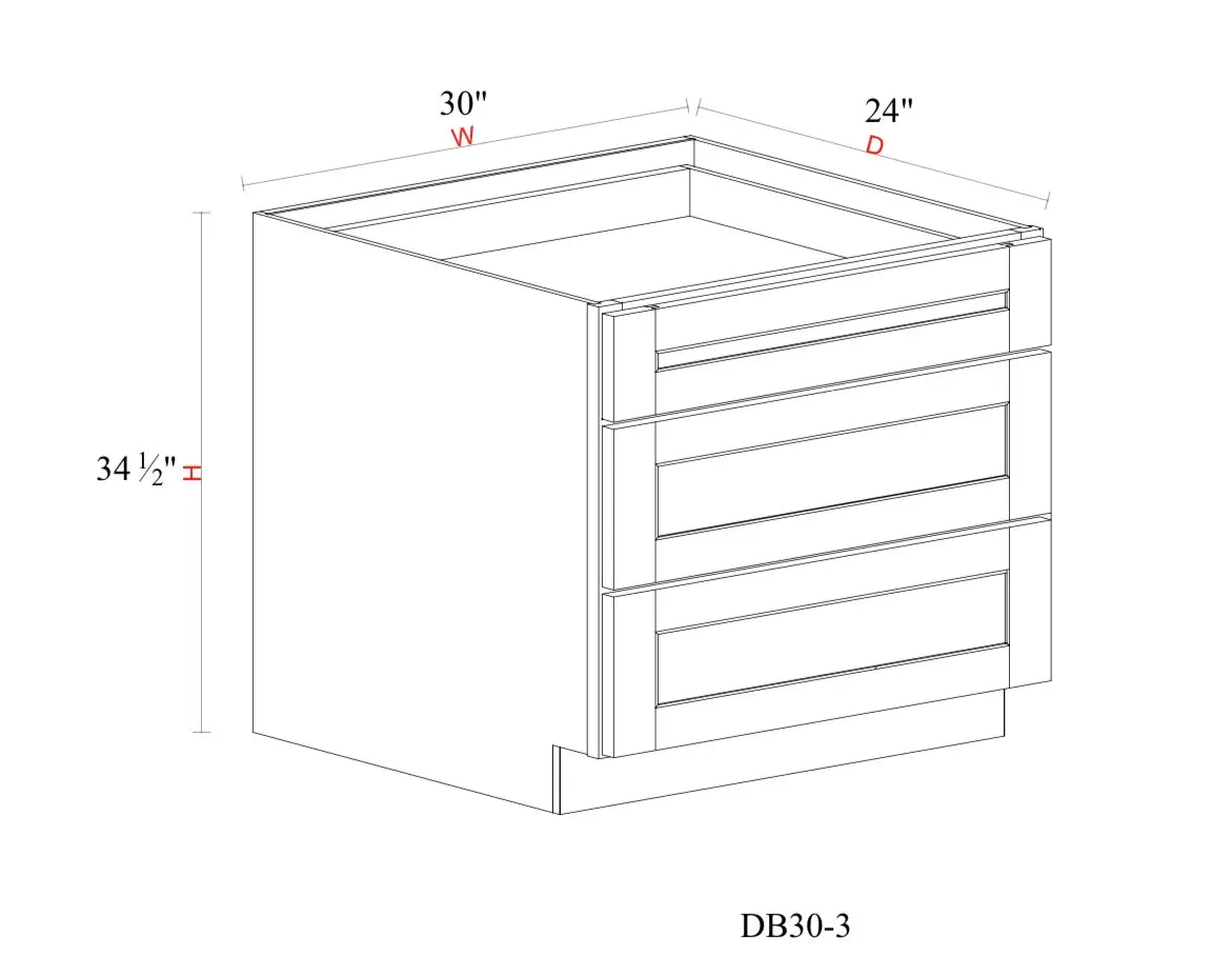 Shaker White Base Cabinet SW-DB30-3 — Tree Cabinetry product image