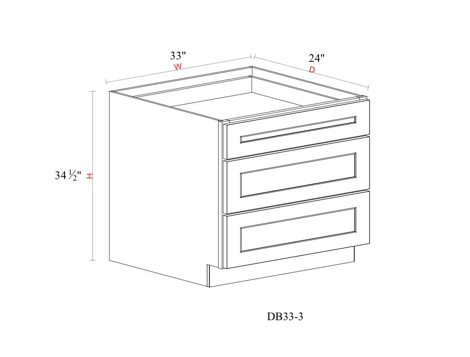 Safari Fancy Shaker Base Cabinet SFS-DB33-3D — Tree Cabinetry product image