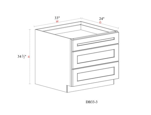 Safari Fancy Shaker Base Cabinet SFS-DB33-3D — Tree Cabinetry product image