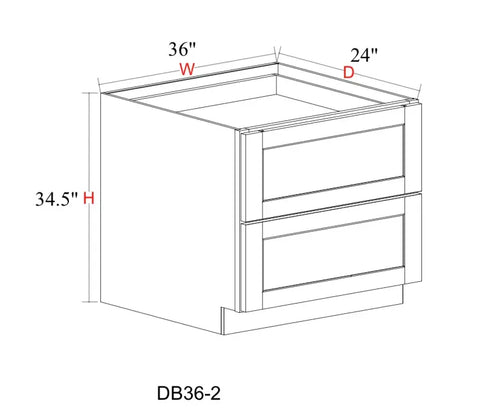 Safari Fancy Shaker Base Cabinet SFS-DB36-2D — Tree Cabinetry product image