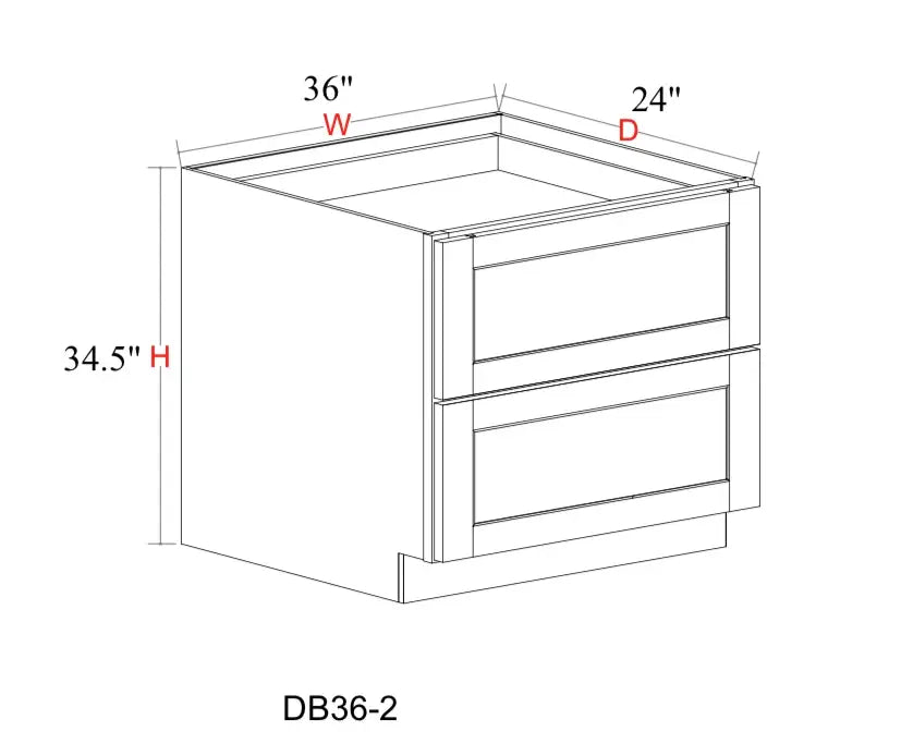 Matcha Fancy Shaker Base Cabinet MFS-DB36-2D — Tree Cabinetry product image