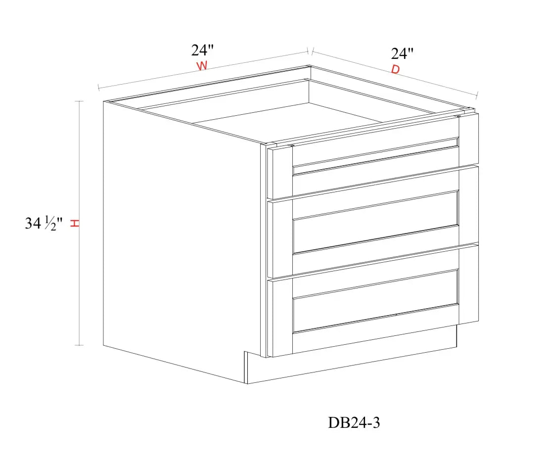 Whipped Cream Fancy Shaker Base Cabinet WCFS-DB24-3 — Tree Cabinetry product image