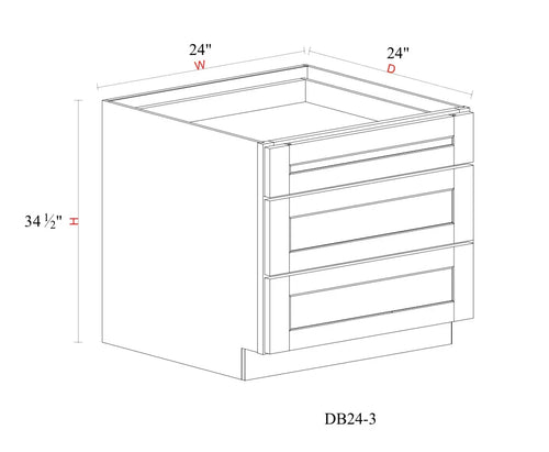 Safari Fancy Shaker Base Cabinet SFS-DB24-3 — Tree Cabinetry product image