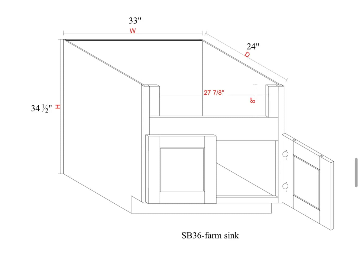 Shaker White Base Cabinet SW-FSB36 — Tree Cabinetry product image