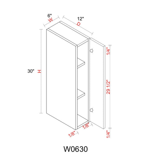 Safari Fancy Shaker Wall Cabinet SFS-W0630 — Tree Cabinetry product image