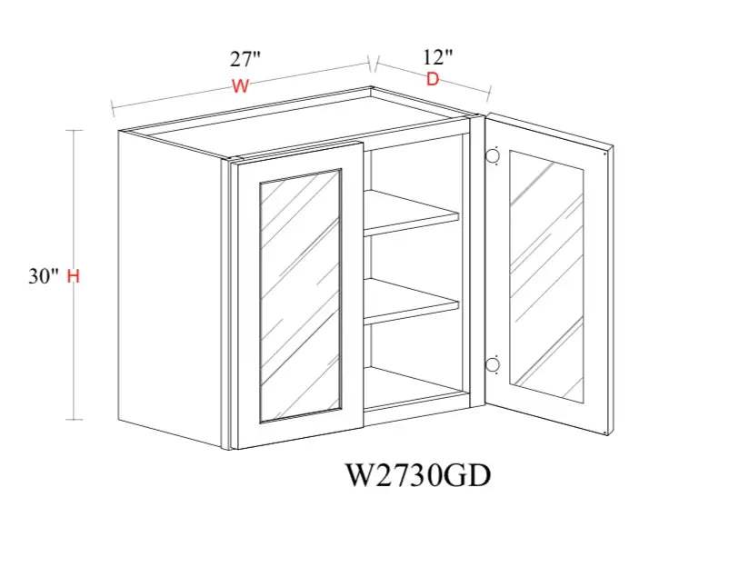 Shaker White Wall Cabinet SW-W2730GD — Tree Cabinetry product image