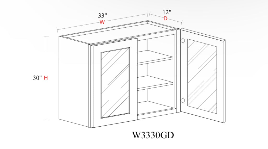 Shaker White Wall Cabinet SW-W3330GD — Tree Cabinetry product image
