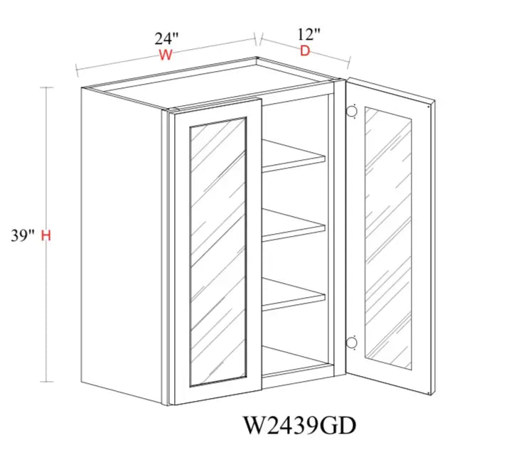 Shaker White Wall Cabinet SW-W2439GD — Tree Cabinetry product image
