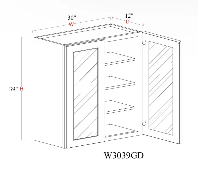 Shaker White Wall Cabinet SW-W3039GD — Tree Cabinetry product image