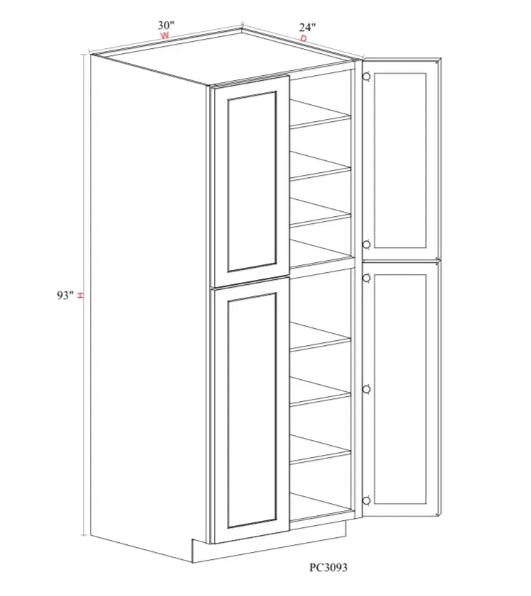 Shaker White Oven & Pantry Cabinet SW-PC3093 — Tree Cabinetry product image